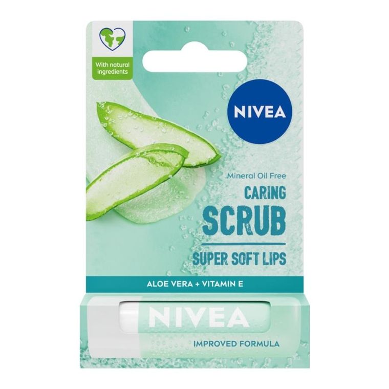 Nivea, Caring Scrub, pielęgnujący peeling do ust, Aloes, 4.8g