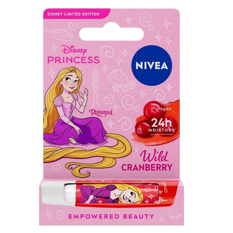Nivea, Disney Princess, pielęgnująca pomadka do ust, Wild Crunberry Roszpunka, 48g