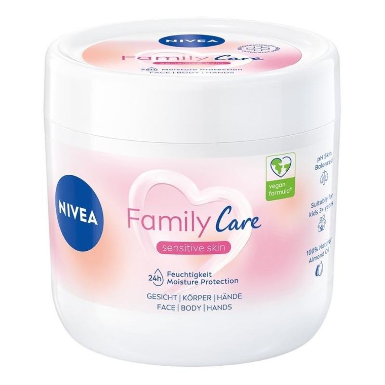 Nivea, Family Care, lekki krem nawilżający do twarzy, ciała i dłoni, 450 ml
