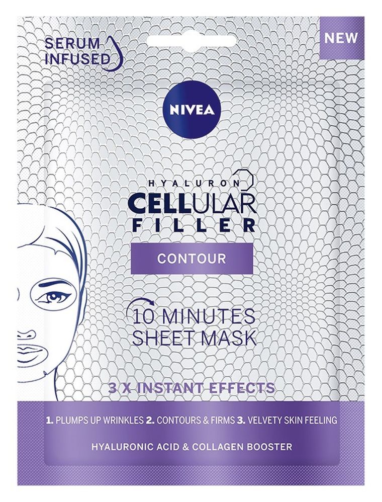 Nivea, Hyaluron Cellular Filler Contour, 10-minutowa maska w płachcie
