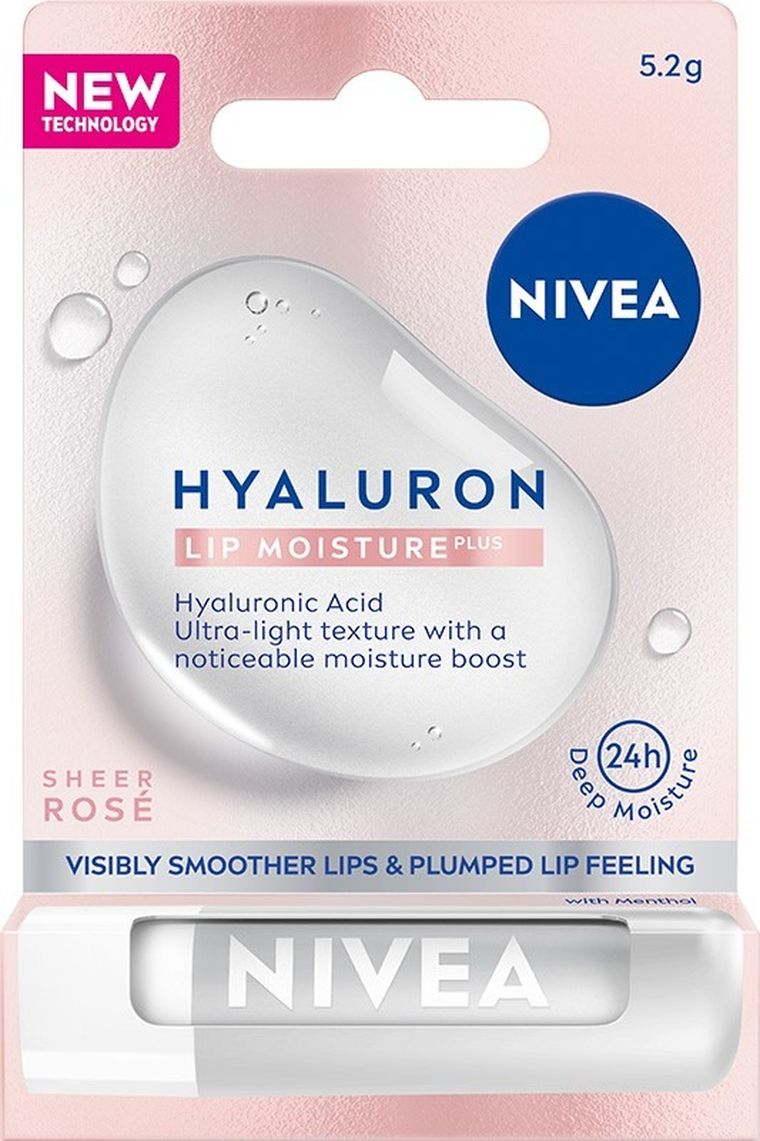 Nivea, Hyaluron lip moisture plus, nawilżający balsam do ust - sheer rose, 52g
