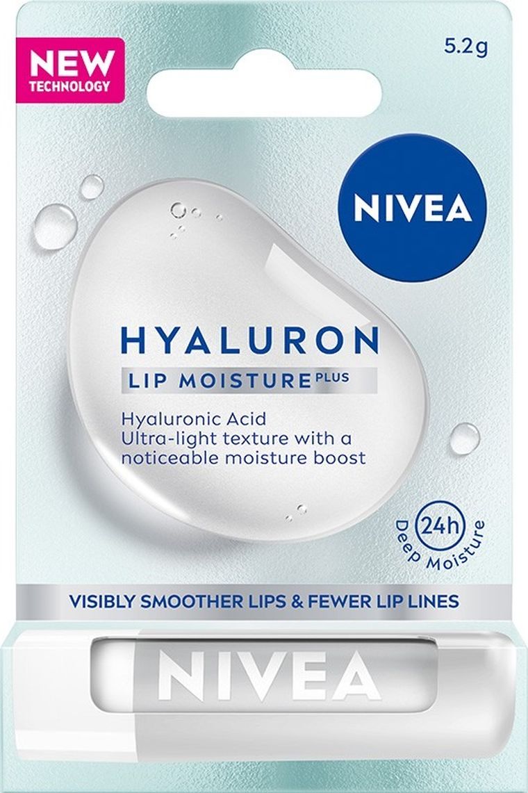 Nivea, Hyaluron Lip Moisture Plus, nawilżający balsam do ust, transparent, 52g