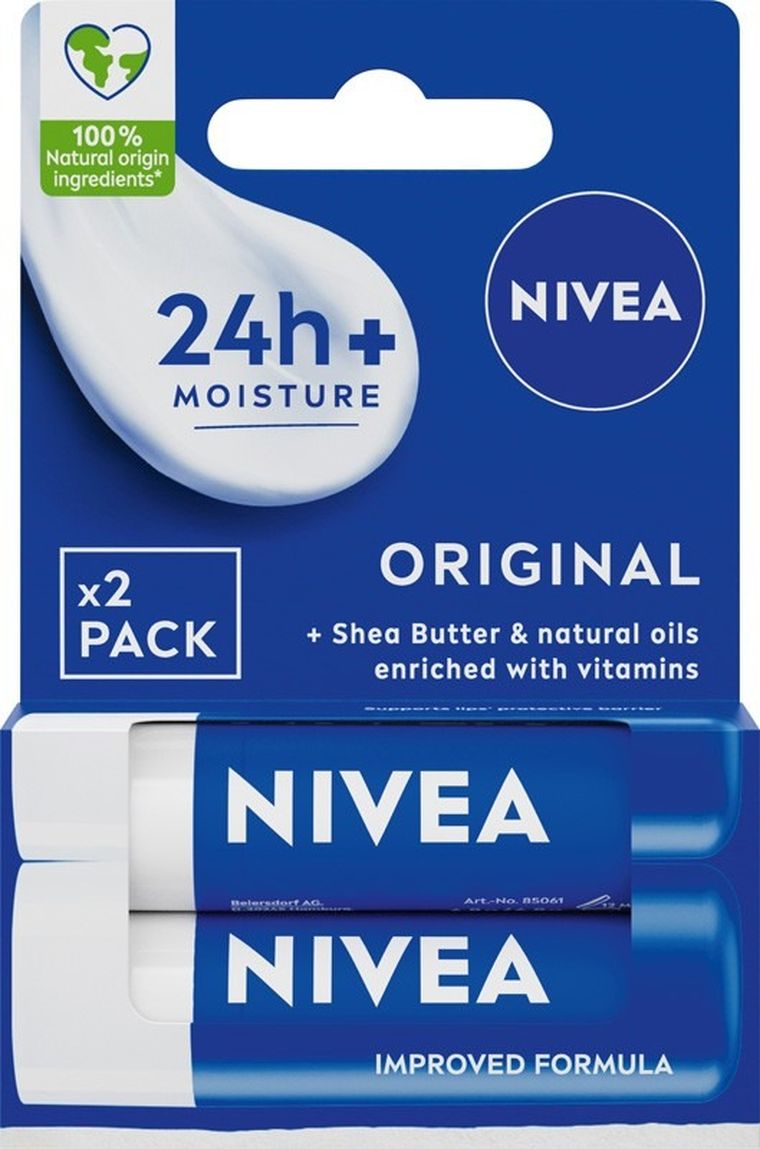 Nivea, Lip Care Duo, ochronna pomadka do ust, orginal, 48g, 2 szt.