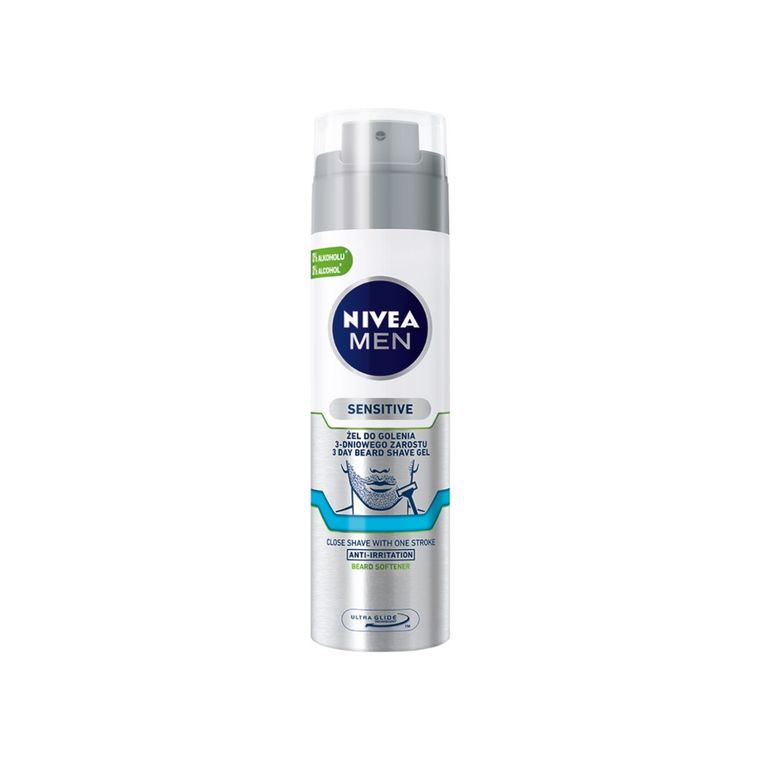Nivea Men, Sensitive, żel do golenia 3-dniowego zarostu, 200 ml