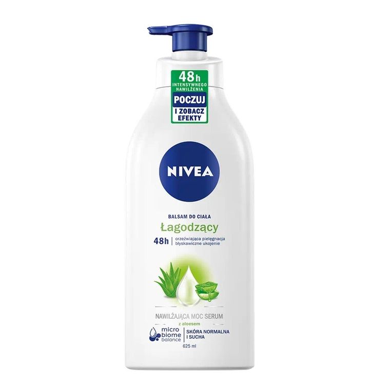 Nivea, Nawilżająca Moc, serum łagodzący balsam do ciała z pompką, 625 ml