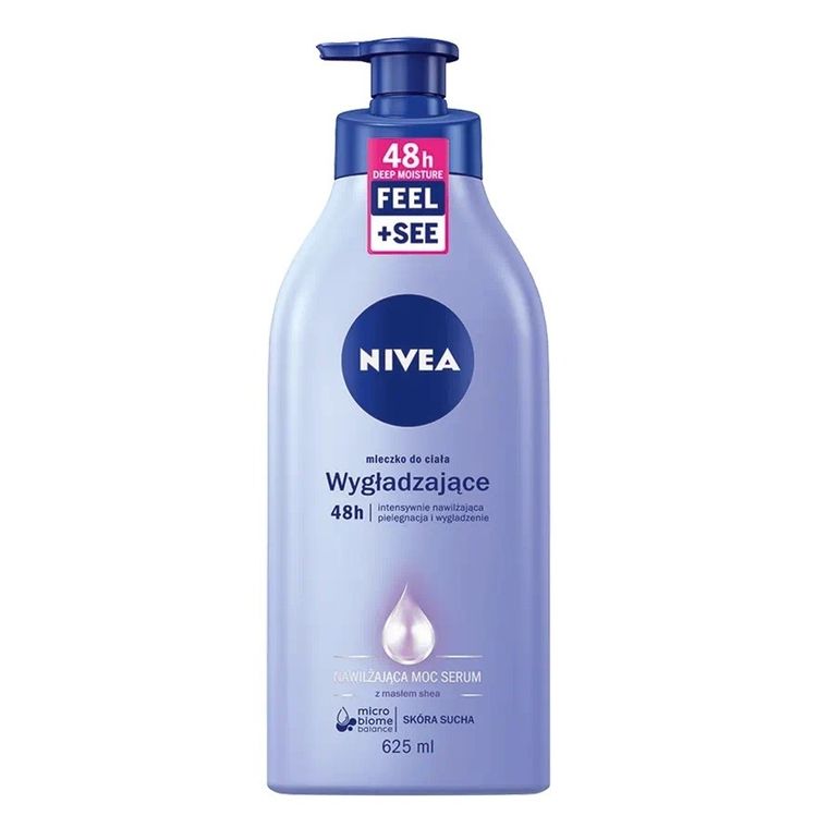 Nivea, Nawilżająca Moc Serum, wygładzające mleczko do ciała z pompką, 625 ml