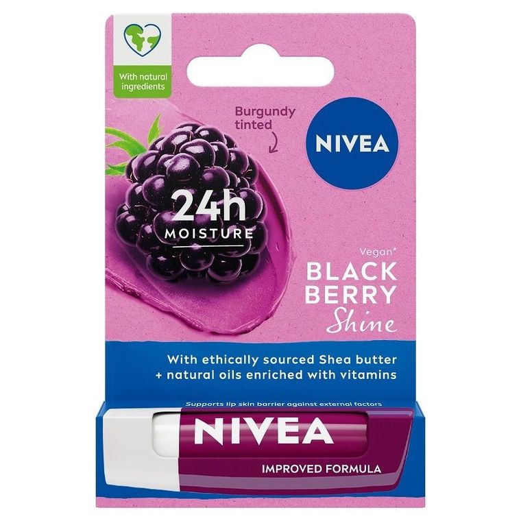 Nivea, pielęgnująca pomadka do ust, Blackberry Shine, 4,8g