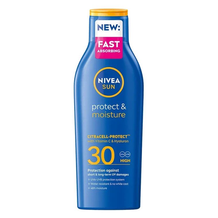 Nivea, Protect & Moisture, nawilżający balsam do opalania SPF30, 200 ml