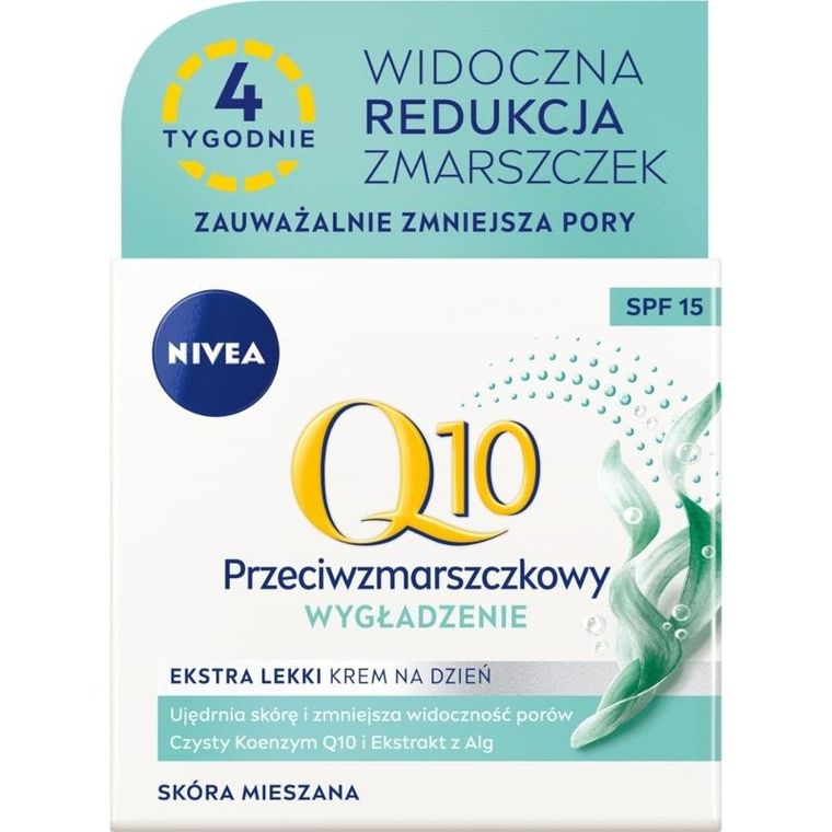 Nivea, Q10 Wygładzenie, przeciwzmarszczkowy ekstra lekki krem na dzień SPF15, 50 ml