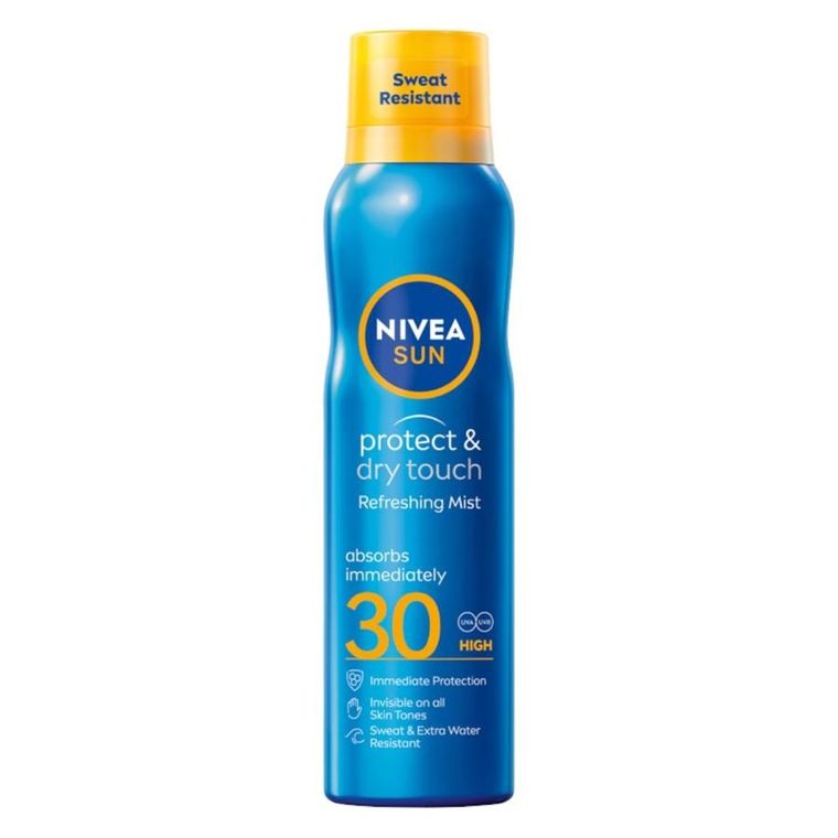 Nivea, Sun Protect & Dry Touch, odświeżająca mgiełka do opalania SPF30, 200 ml