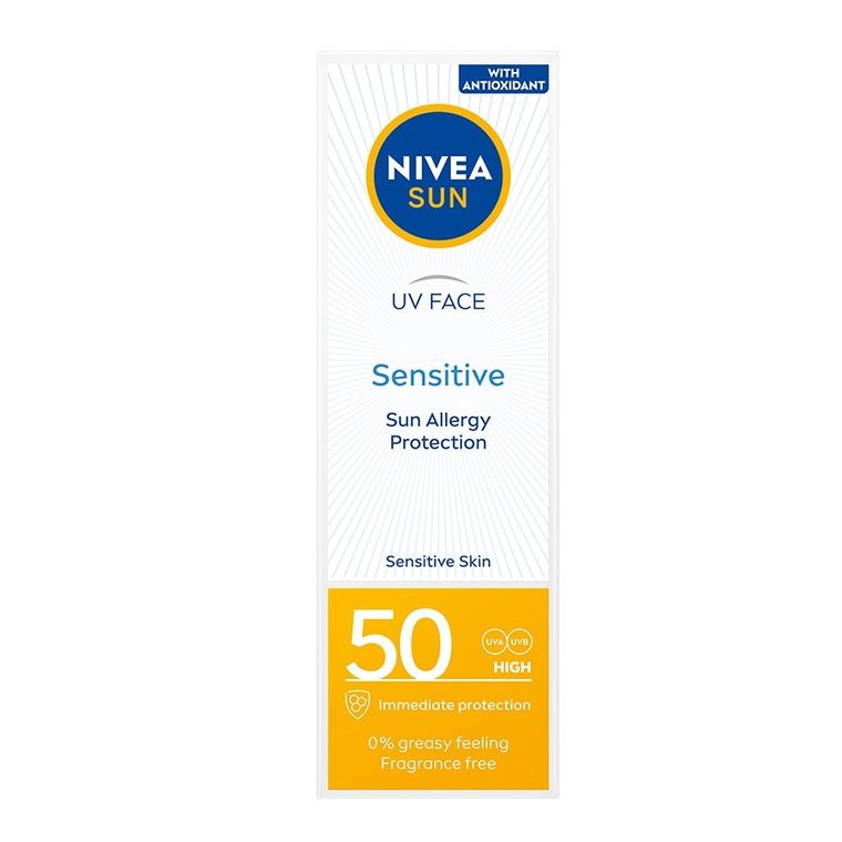 Nivea, Sun Sensitive krem, ochronny do twarzy dla skóry wrażliwej, SPF50, 50 ml