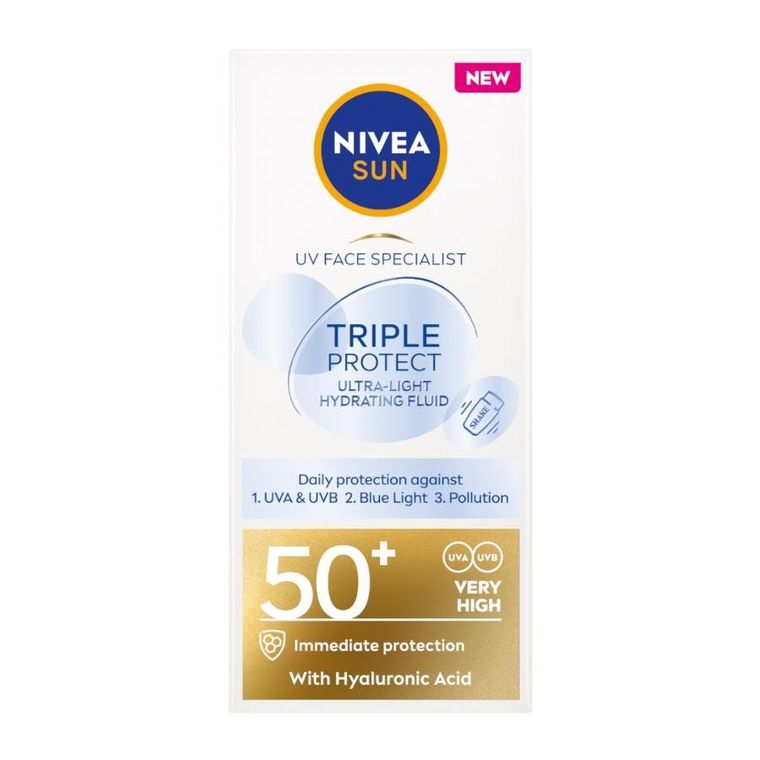 Nivea, Sun Triple Protect, fluid do twarzy SPF50+, 40 ml