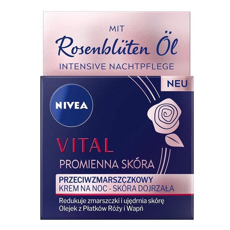 Nivea, Vital Promienna Skóra, przeciwzmarszczkowy krem na noc, 50 ml