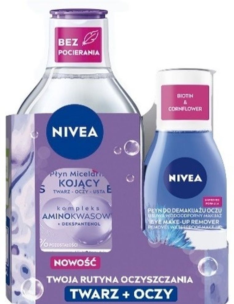 Nivea, zestaw duopack, płyn micelarny, 400 ml + płyn do demakijażu oczu, 125 ml