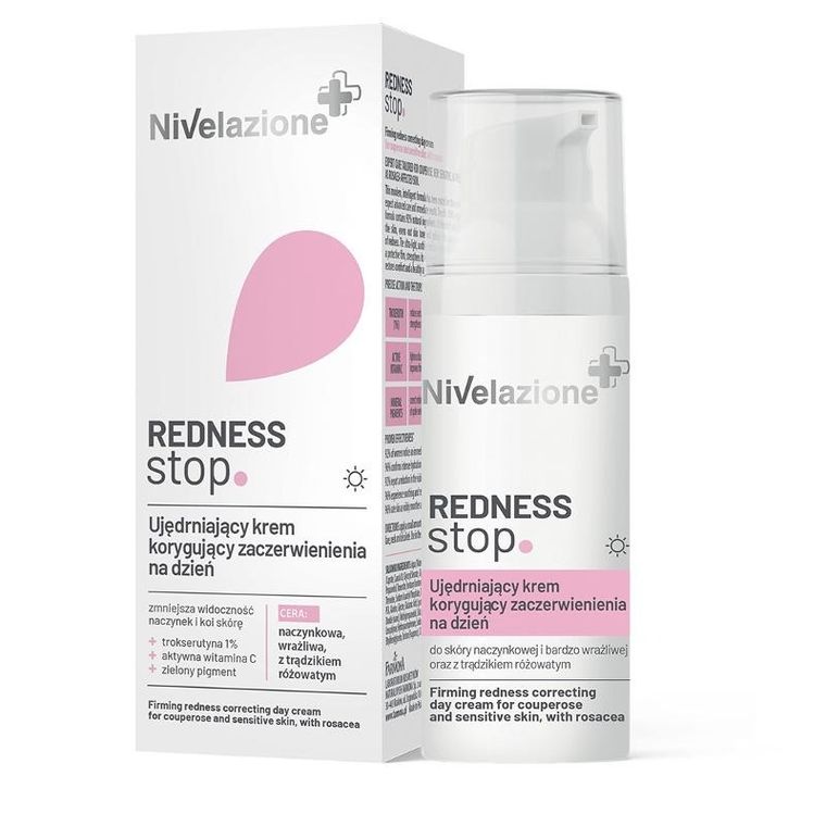 Nivelazione, Redness Stop, ujędrniający krem korygujący zaczerwienienia na dzień, 50 ml