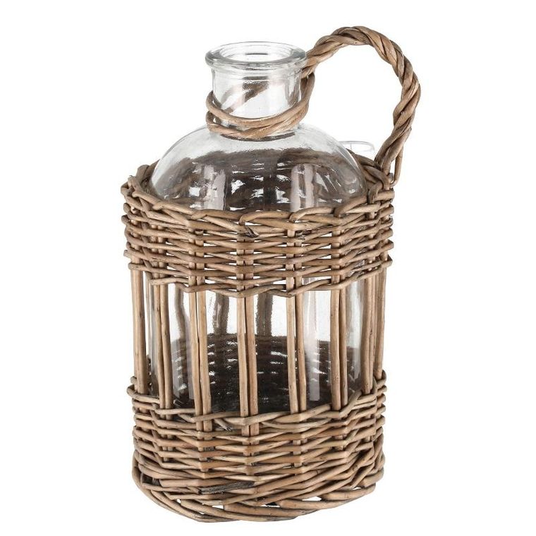 Nord Clean, szklana butelka z wiklinowym uchwytem, 20 cm
