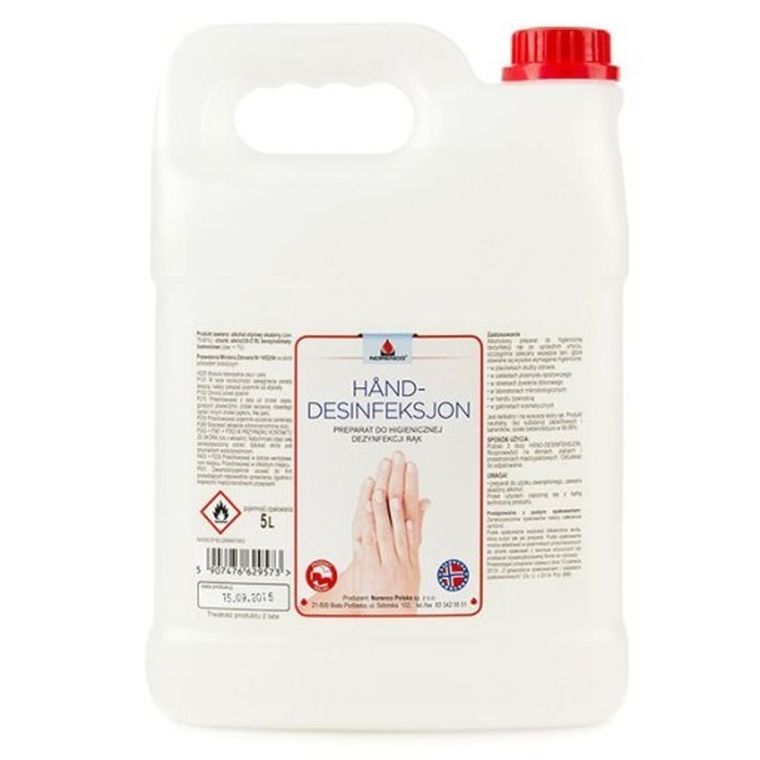 Norenco, płyn do dezynfekcji rąk, 75% alkoholu, 5 L