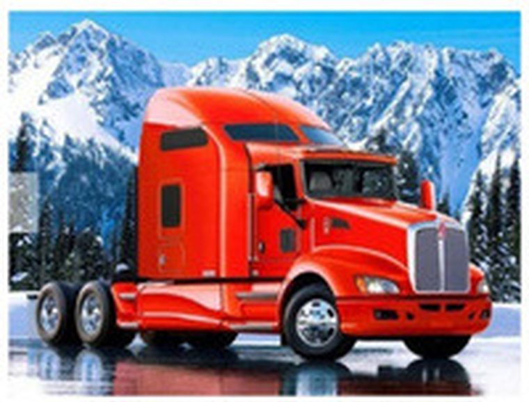 Norimpex, diamentowa mozaika, ciężarówka solo w górach zimą