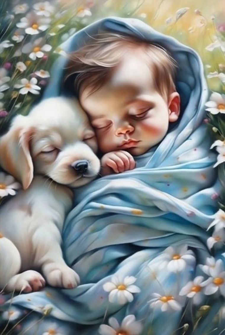 Norimpex, diamentowa mozaika, Dziecko i szczeniaczek