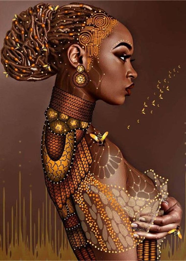 Norimpex, diamentowa mozaika, kobieta czarnoskóra w koku