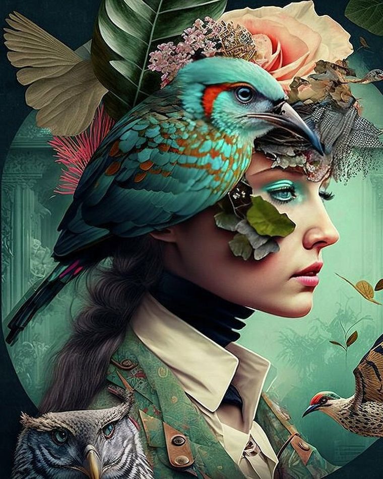 Norimpex, diamentowa mozaika, Kobieta z ptakami, 30-40 cm