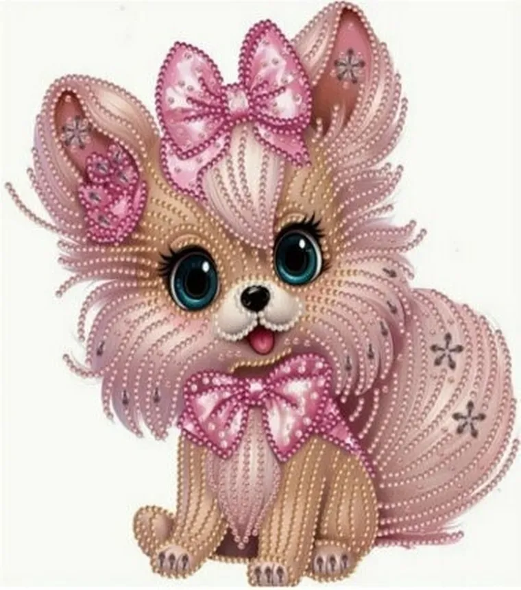 Norimpex, diamentowa mozaika, obraz na ramie, Pies z kokardą, 23-30 cm