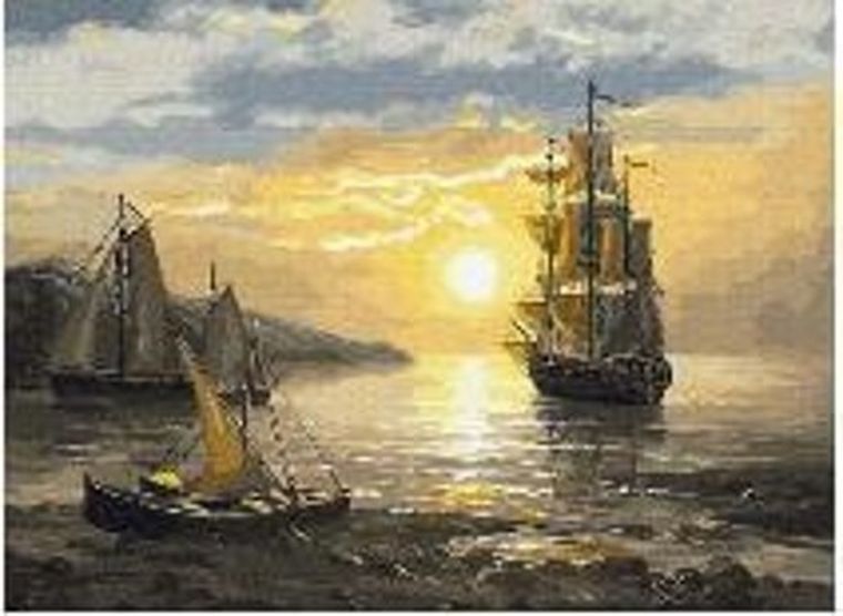 Norimpex, diamentowa mozaika, zachód ze statkami