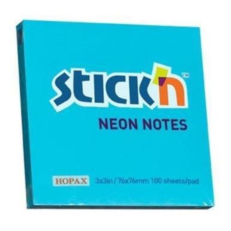 Notes samoprzylepny, niebieski neon, 76-76 mm
