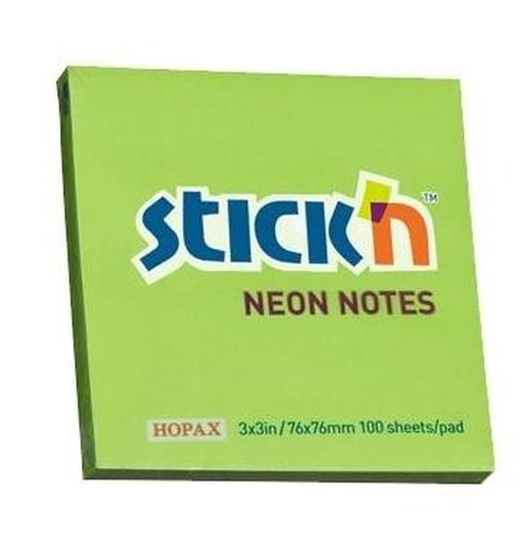 Notes samoprzylepny, zielony neonowy