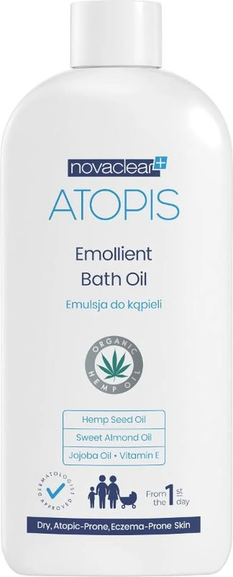 Novaclear, Atopis, emulsja do kąpieli dla dzieci i dorosłych z problemami skórnymi, 500 ml