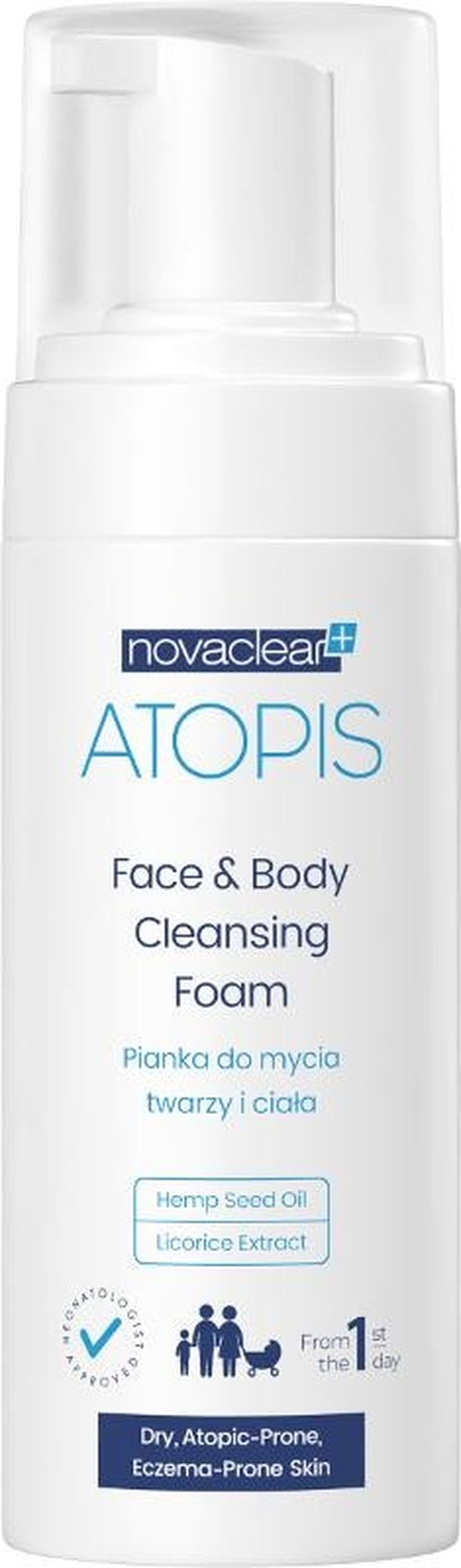 Novaclear, Atopis, pianka do mycia twarzy i ciała, 150 ml
