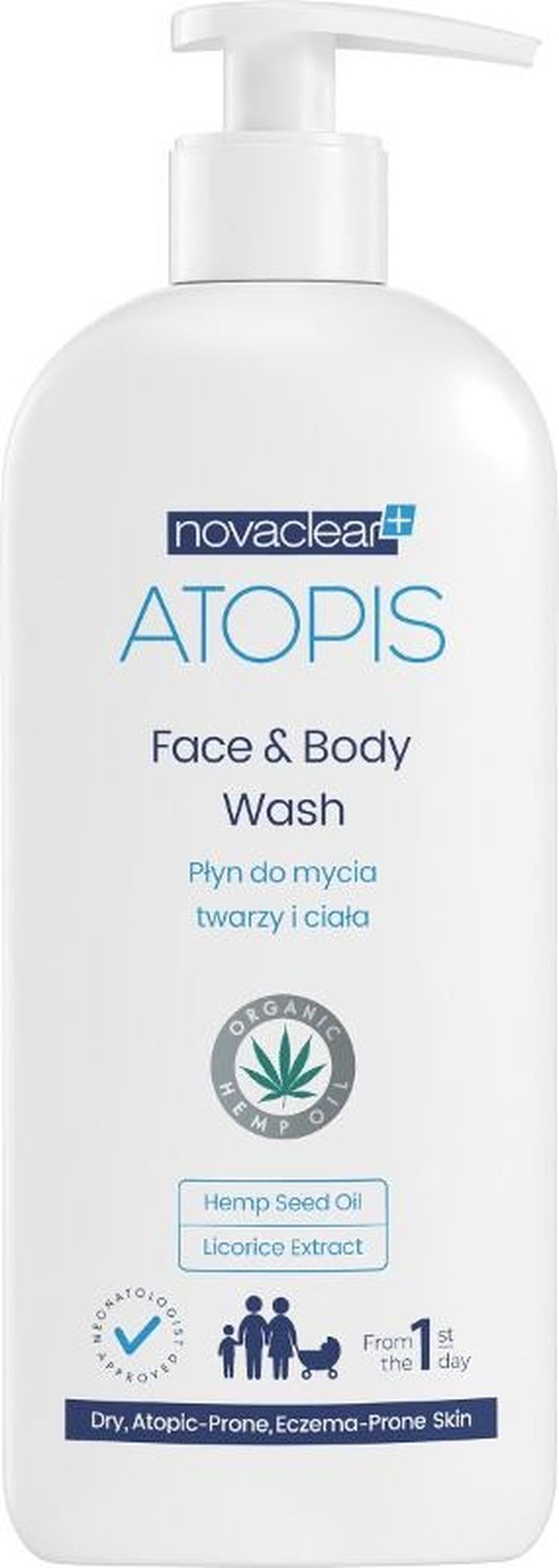 Novaclear, Atopis, płyn do mycia twarzy i ciała, 500 ml