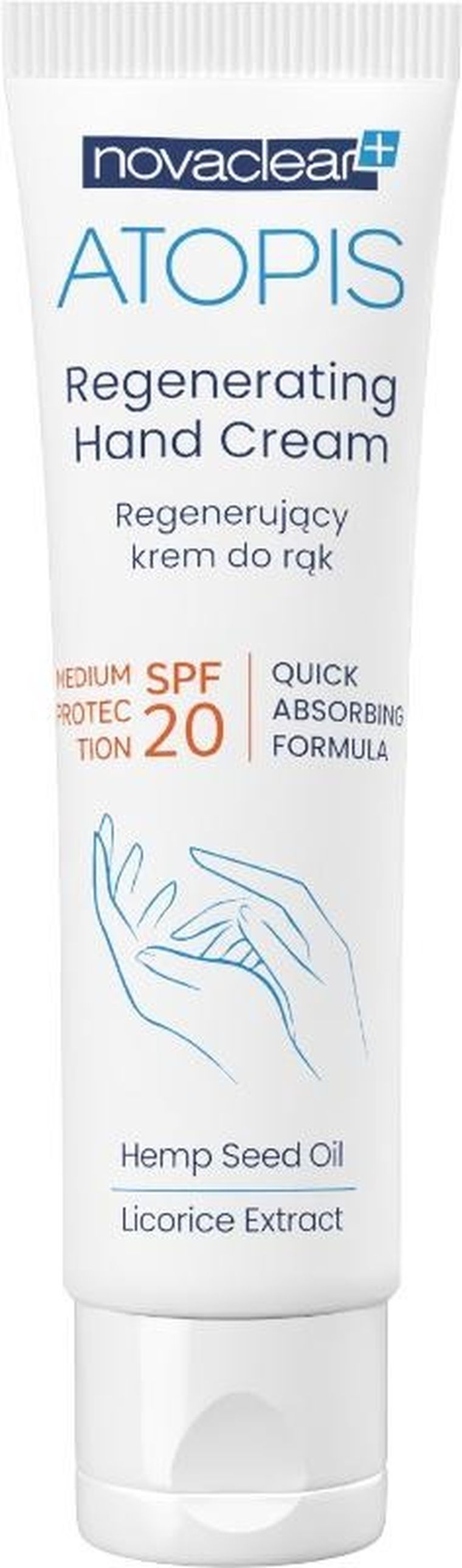 Novaclear, Atopis SPF 20, krem do rąk z organicznym olejem konopnym, 50 ml