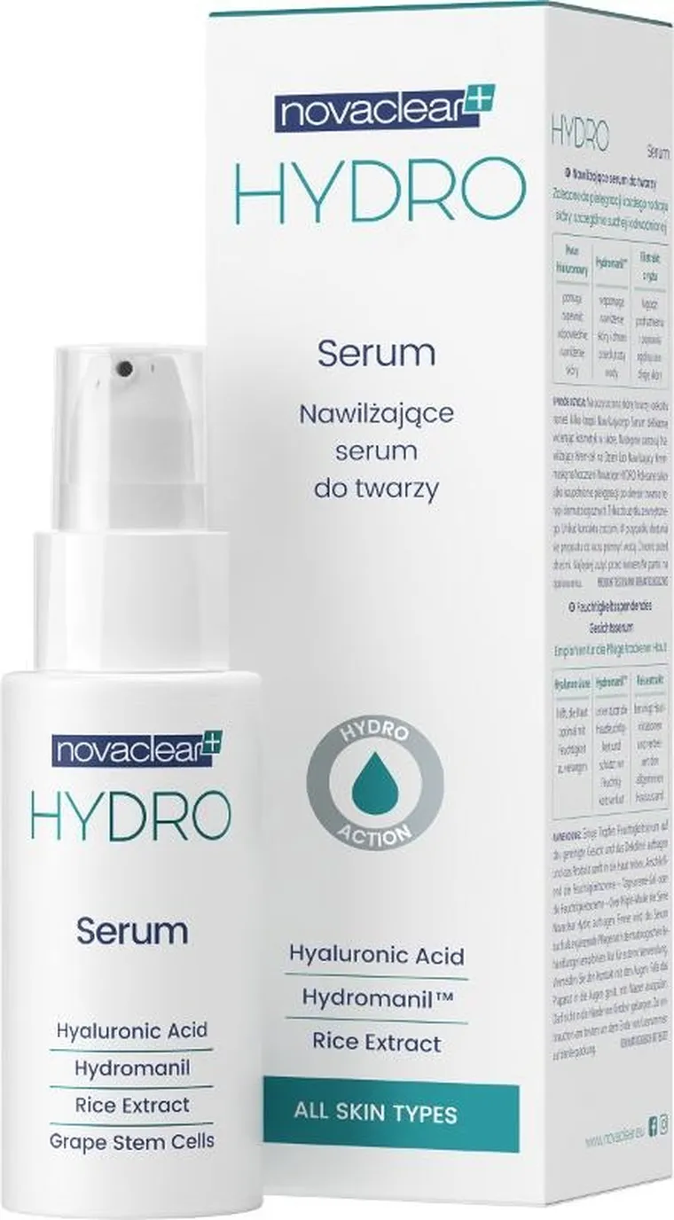 Novaclear, Hydro, nawilżające serum do twarzy, 30 ml