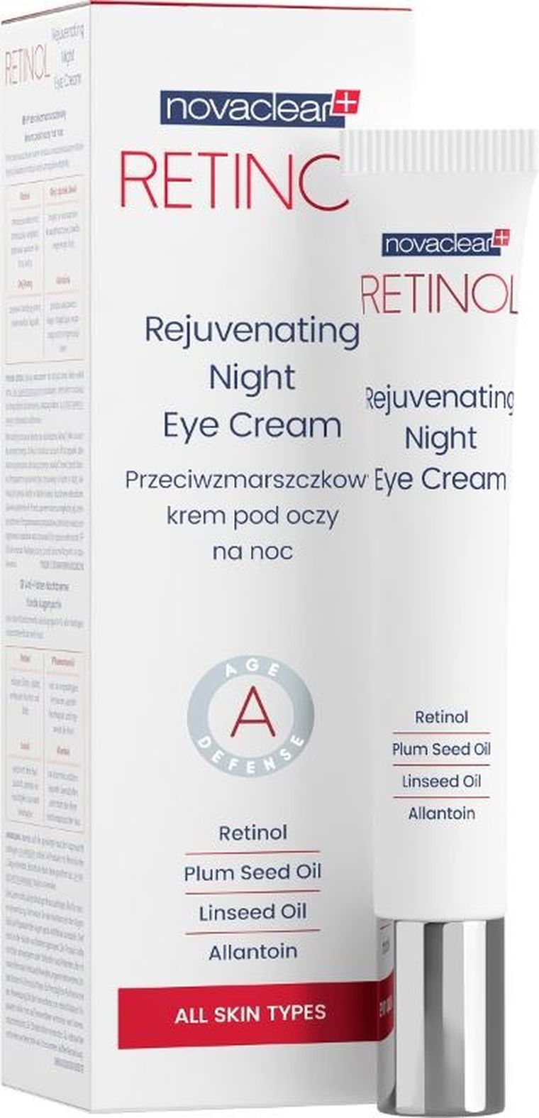 Novaclear, Retinol, przeciwzmarszkowy krem pod oczy na noc, 15 ml