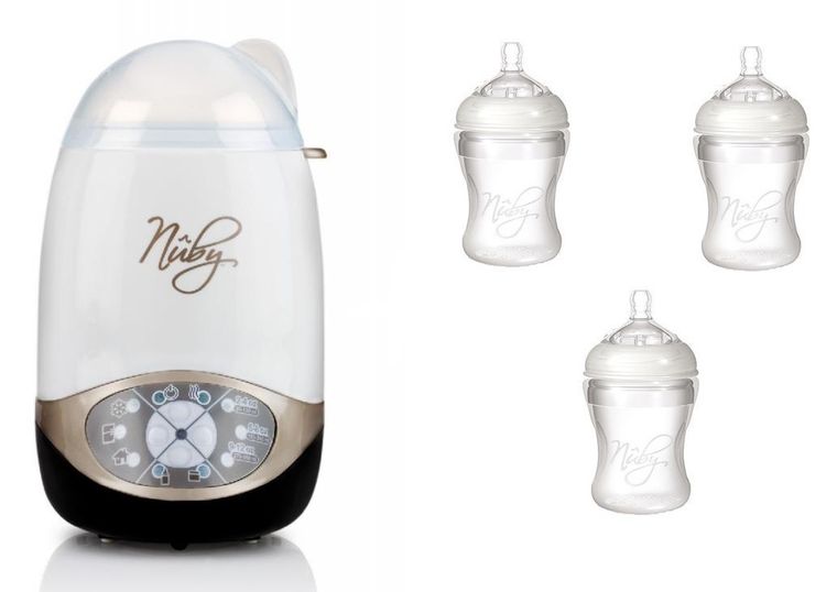 Nuby, Deluxe, podgrzewacz i sterylizator 2w1 z butelkami, zestaw promocyjny