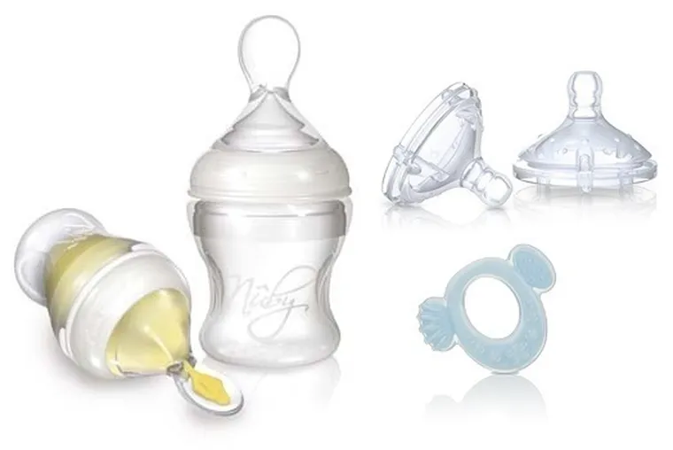Nuby, Infafeeder, zestaw do karmienia + smoczki na butelkę + gryzak