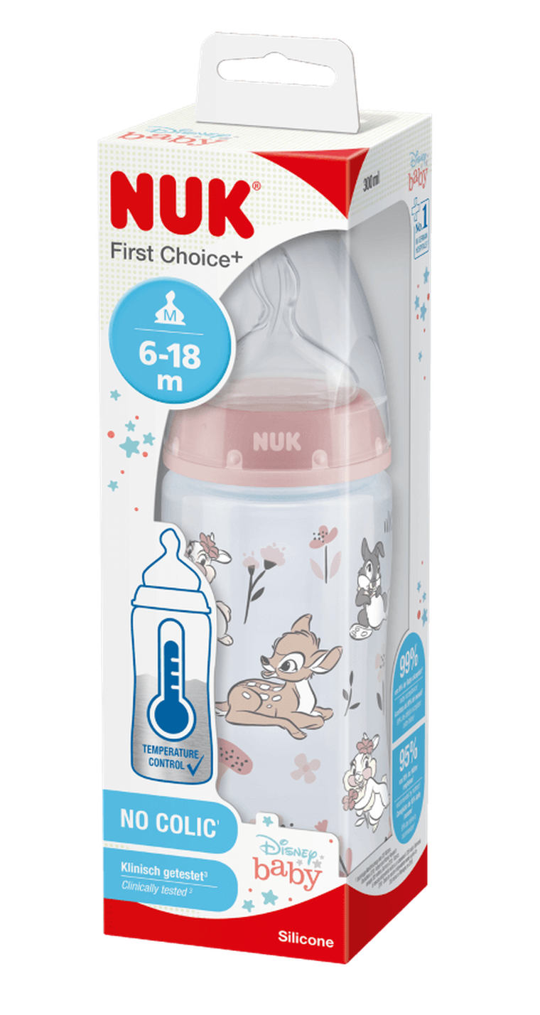 Nuk, Bambi, butelka ze wskaźnikiem temperatury FC+, rozmiar M, 6-18m, 300 ml, 1 szt.