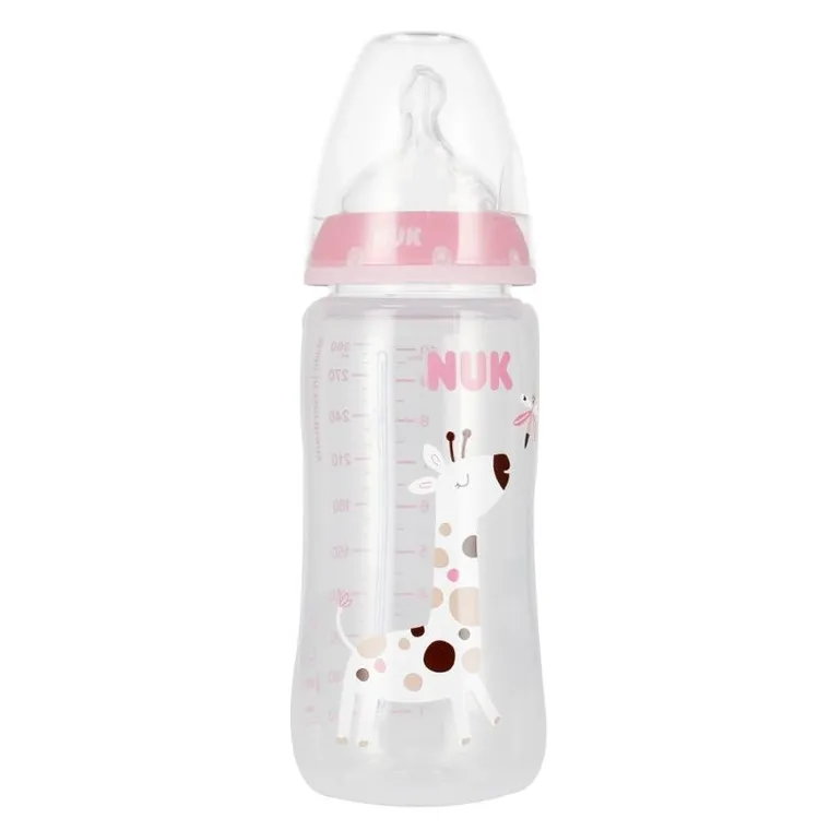 Nuk, butelka ze wskaźnikiem temperatury, 0-6m, różowa, 300 ml