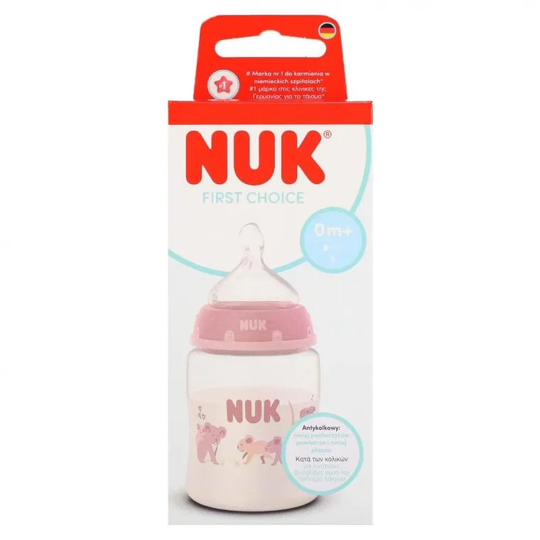 Nuk, First Choice, butelka z silikonowym smoczkiem, rozmiar S, koala, 150 ml