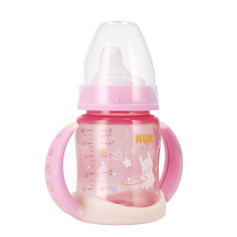Nuk, First Choice Night, butelka z uchwytem, 6m+, różowa, 150 ml