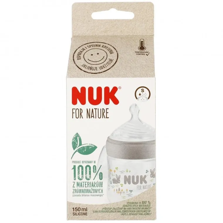 Nuk, For Nature, butelka, 0-6m, szara, 150 ml