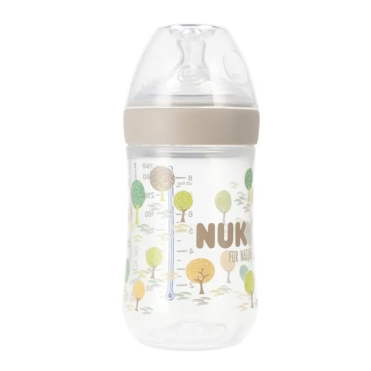 Nuk, For Nature, butelka ze smoczkiem silikonowym, rozmiar M, popielata, 260 ml