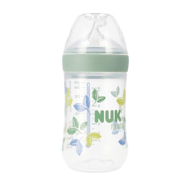 Nuk, For Nature, butelka ze smoczkiem silikonowym, rozmiar M, zielona, 260 ml