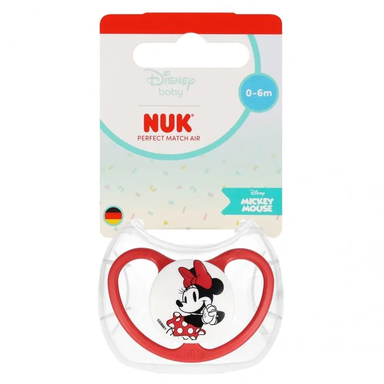 Nuk, Myszka Minnie, Perfect Match Air, smoczek uspokajający, silikonowy, czerwony, 0-6m