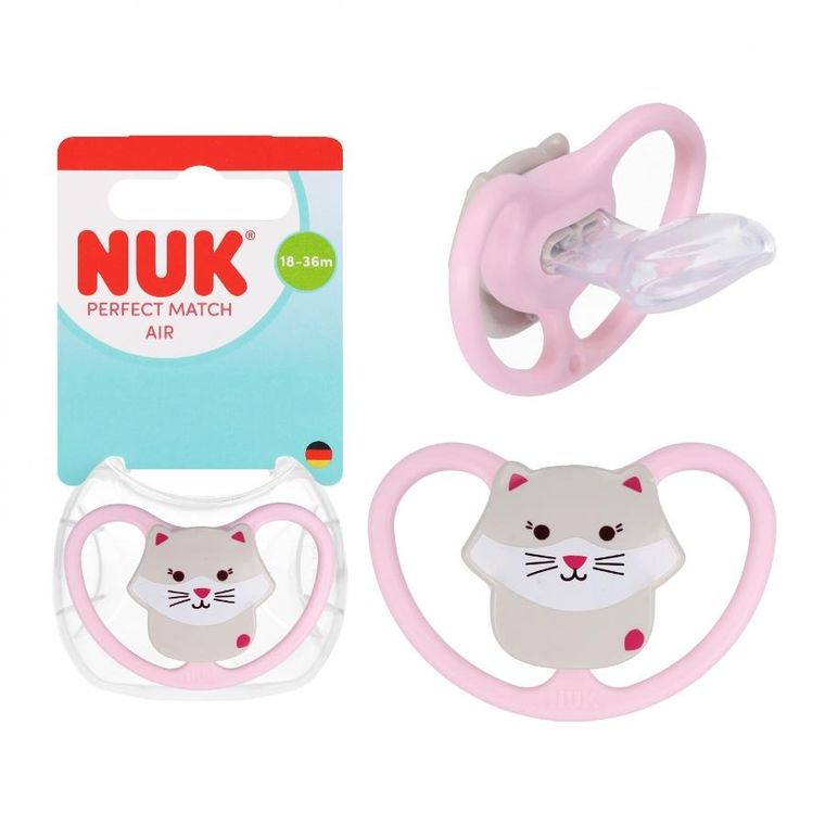 Nuk, Perfect Match Air, smoczek uspokajający, kot, 18-36m