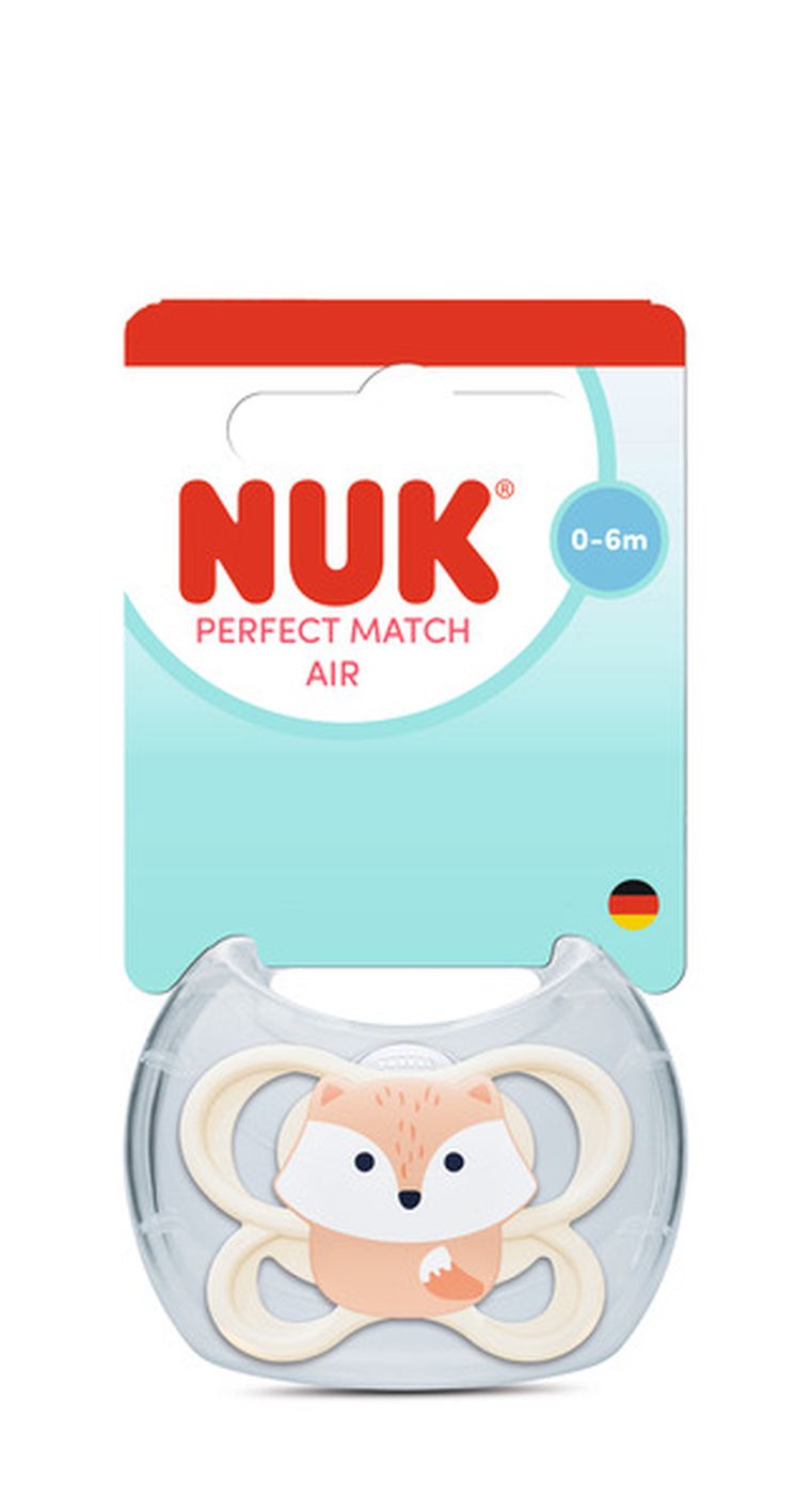 Nuk, Perfect Match Air, smoczek uspokajający, lis, 0-6m