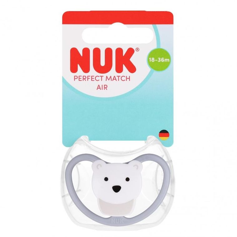 Nuk, Perfect Match Air, smoczek uspokajający, miś, 18-36m