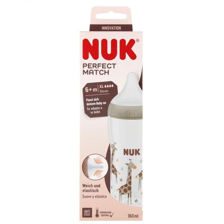 Nuk, Perfect Match, butelka, żyrafa, rozmiar XL, 360 ml