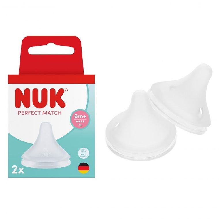 Nuk, Perfect Match, smoczek do butelki, silikonowy, rozmiar XL, 2 szt.
